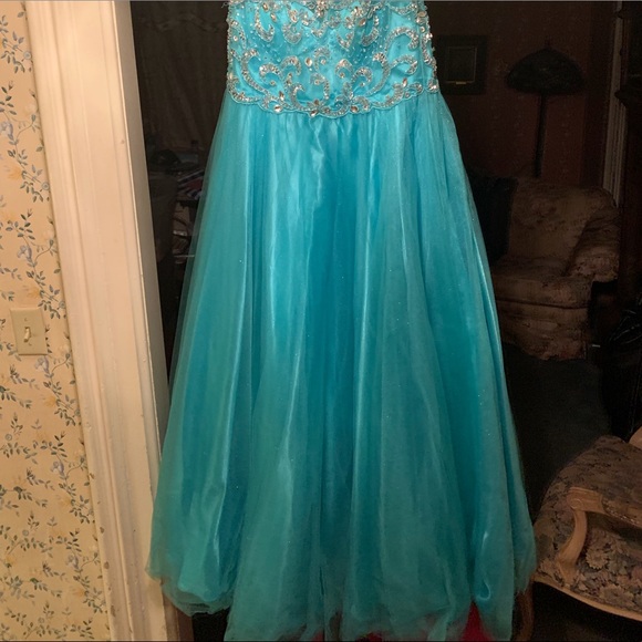 Turquoise Prom Dress - Picture 3 of 6